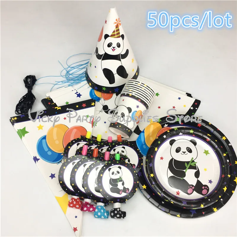 50pcs 50 шт./лот мультфильм панда одноразовая посуда набор панда животные день рождения, детский душ чашки пластины вечерние украшения - Цвет: 50pcs