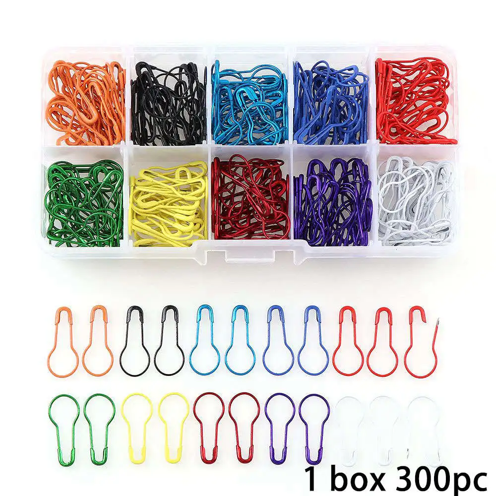 300pc 1 коробка, разные цвета, форма тыквы, безопасные булавки, металлические зажимы, Тыквенные булавки, вязание крестиком, маркер, бирка, булавки, зажимы для DIY, комплект одежды - Цвет: 300pc