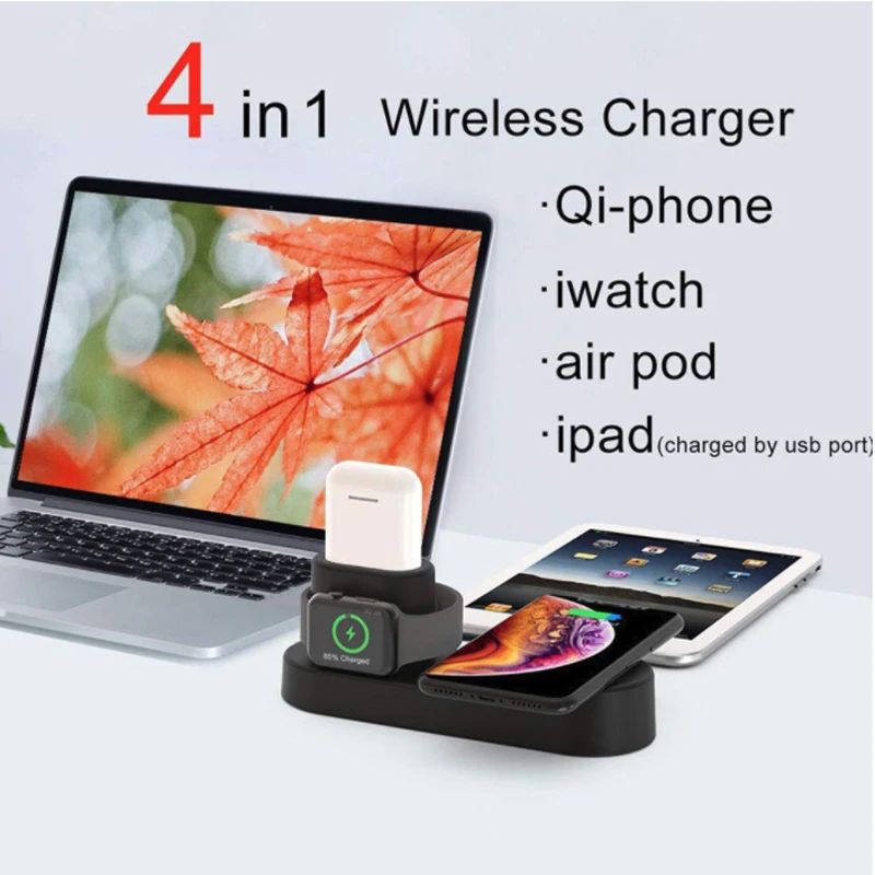 Ascromy Быстрое беспроводное зарядное устройство для iPhone XS Max XR X 8 Plus 10 Apple Watch 3 2