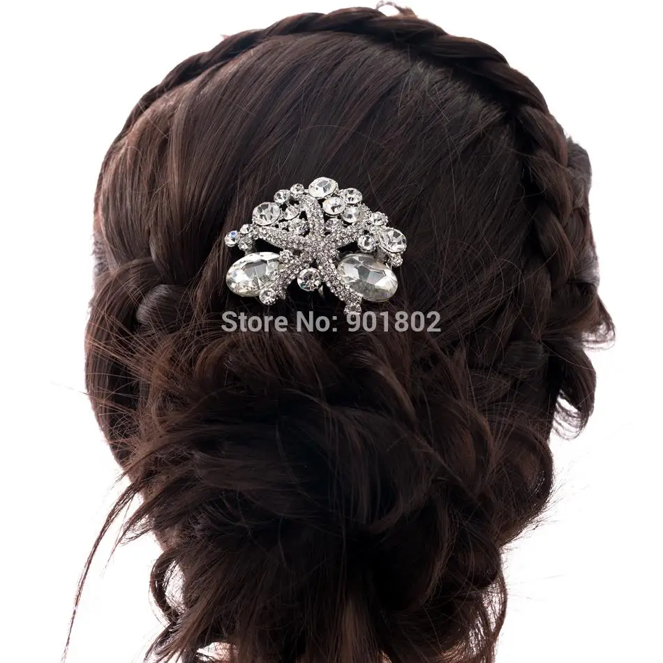 Гребень для волос Женский со стразами в форме морской звезды свадьбы 4995 |