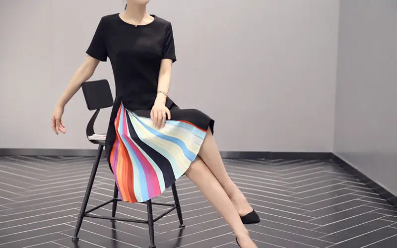 Новое Стильное летнее женское Повседневное платье с коротким рукавом офисное