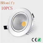 10X светодиодный светильник удара потолка прожектор затемнения 3 Вт 5 Вт 7 Вт 9 Вт 12 Вт 15 вт AC110V220 В потолочные встраиваемые Освещение в помещении