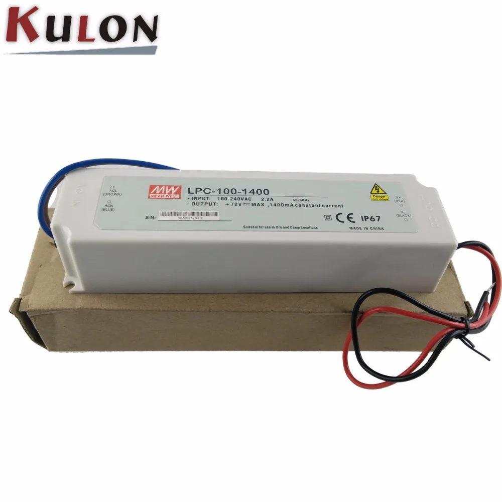 Meanwell LPC-100-1400 водонепроницаемый Светодиодный источник питания с одним выходом 100 Вт 1400ма драйвер