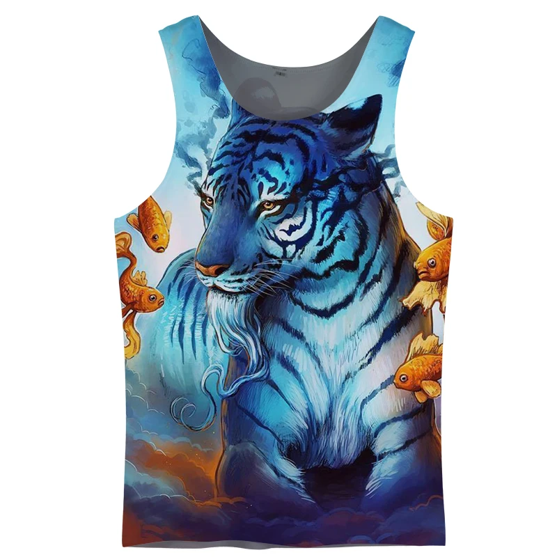 

Новые модные майки в стиле облака, Майки с изображением животных и тигра, яркий жилет, мужская верхняя одежда, Летний жилет в стиле Харадзюку...