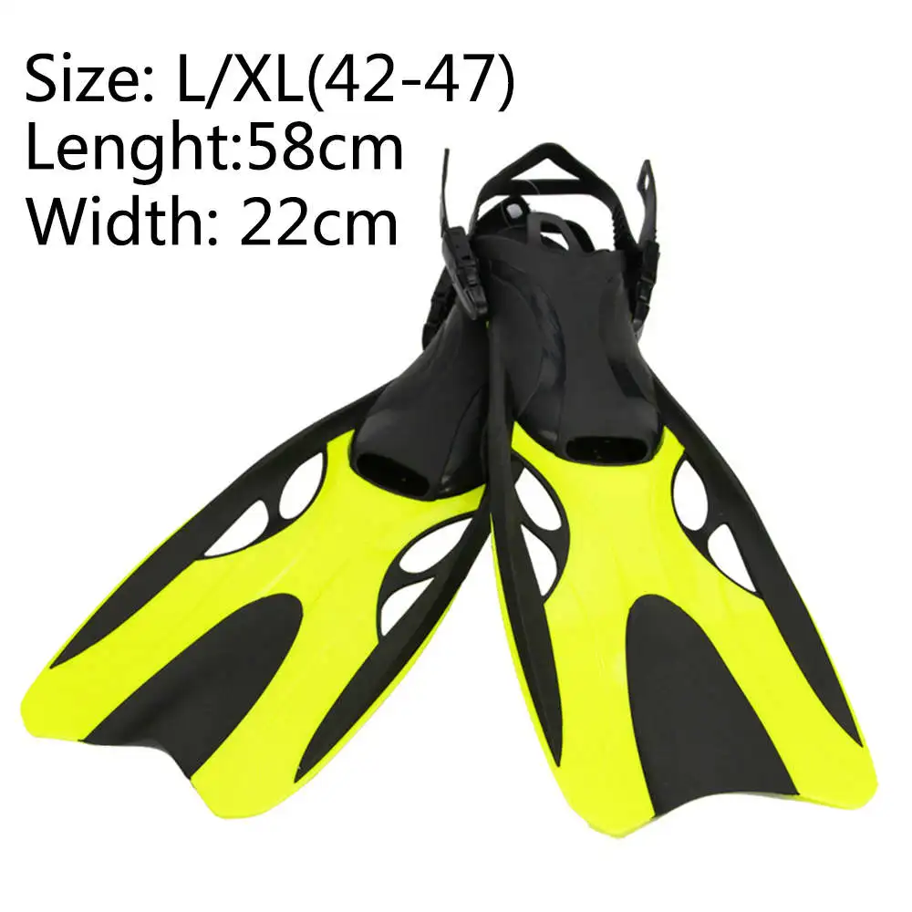 yellow fins L XL YFXcreate Профессиональный Анти-туман дайвинг очки маска/легкое дыхание трубка/2 размера плавники с регулируемой пяткой - Цвет: yellow fins L XL