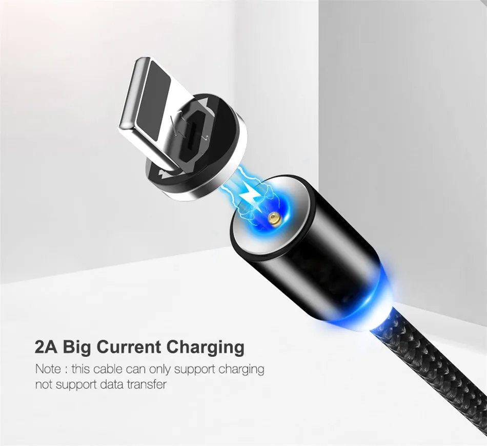 Магнитный светодиодный кабель в оплетке type-C Micro USB Магнитный usb кабель для зарядки Apple iphone X 7 8 6 Xs Max XR samsung s9 шнур