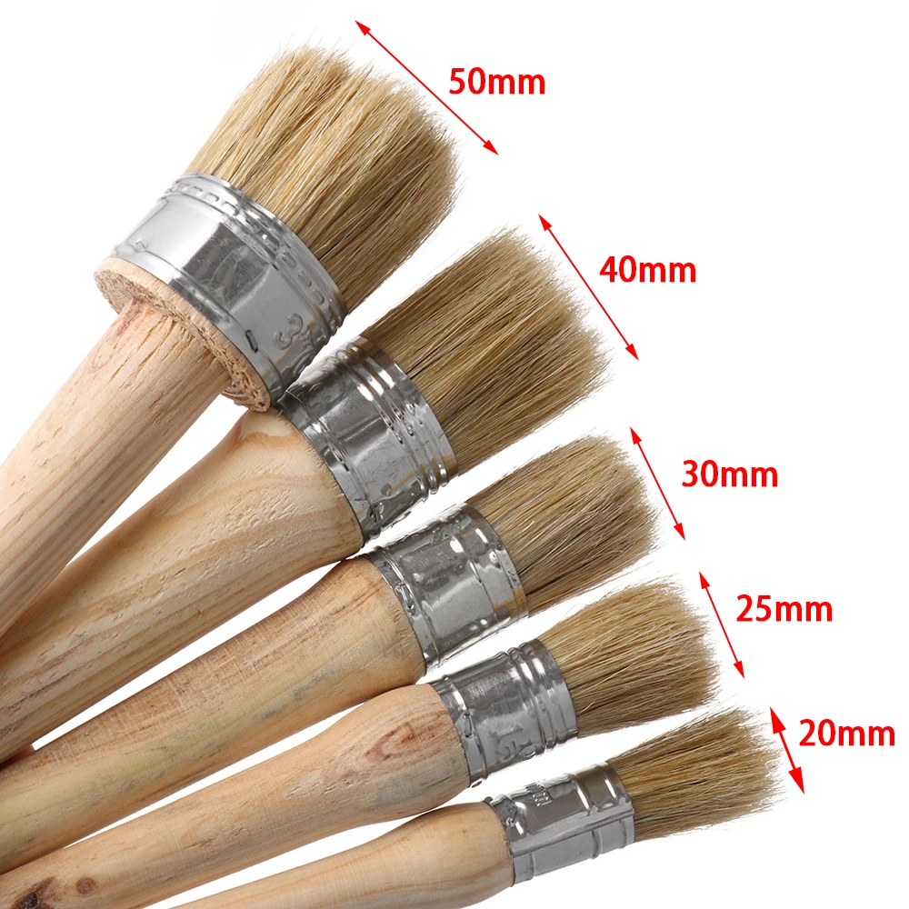 Head diameter 20/25/30/40/50mm Round Bristle Chalk Oil Paint Painting Wax Wooden Handle Brush Artist | Канцтовары для офиса и