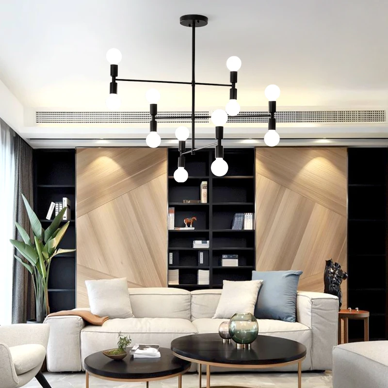 Modern Fashion Designer Black Gold Led Ceiling Art Deco Suspended Chandelier Light Lamp for Kitchen Living Room Loft Bedroom | Лампы и