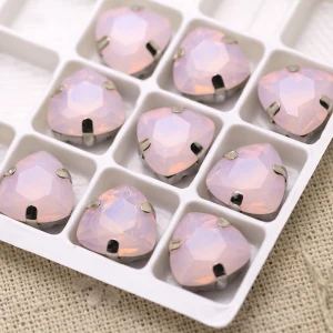 pink opal Высокое качество, 10 шт., разноцветные стразы 12 мм TR7X7 в форме швов, с серебряной основой, с плоским основанием, для самостоятельного изготовления свадебного платья - Цвет: pink opal