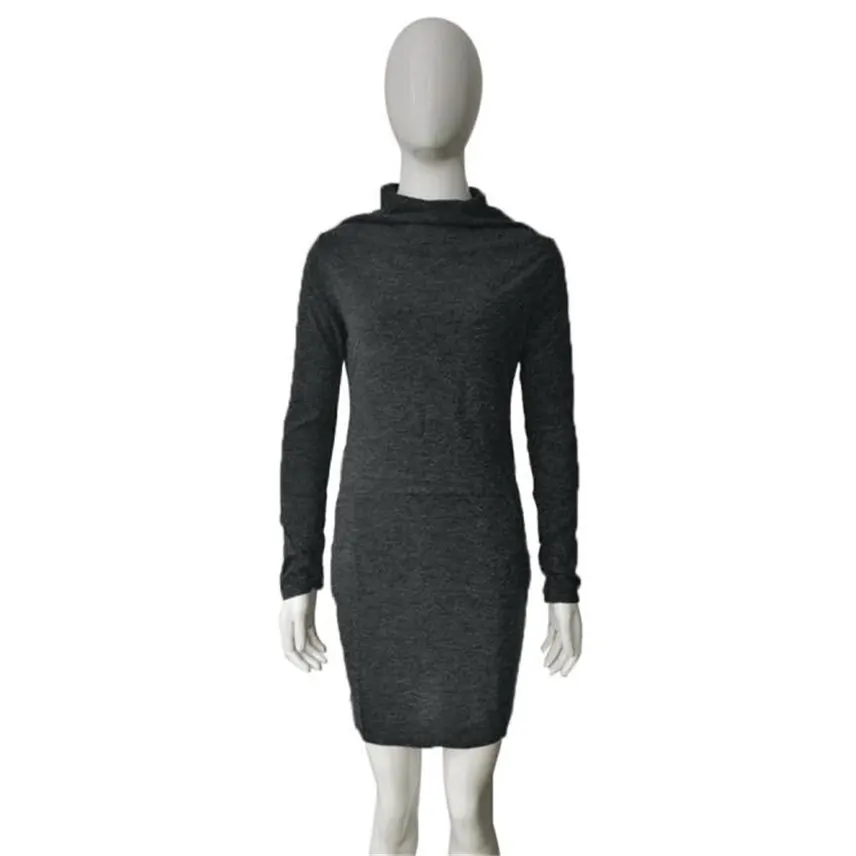 Women Ladies Dress Fashion Solid color long sleeve high collar Package Hip Slim Mini Pencil Business vestidos de verano Y* | Женская