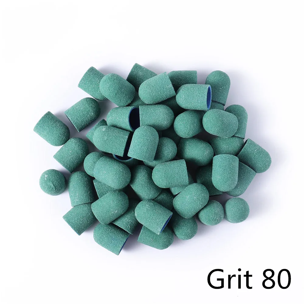 Green Grit 80 BNG 20 шт фиолетовый зеленый шлифовальный ремешок Профессиональный педикюрный шлифовальный блок колпачки для ухода за ногами инструмент Электрический дизайн ногтей 80/120/180 13*19 мм - Цвет: Green Grit 80