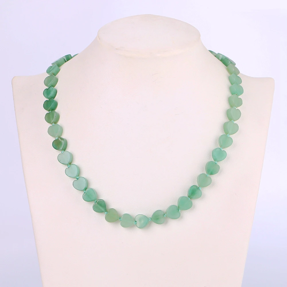 Yumten Aventurine Jade Necklace Power Chakra Healing Stones Heart Love Crystal Womens Jewelry Zelda Skyrim Kpop Wholesale 5 PCS | Украшения