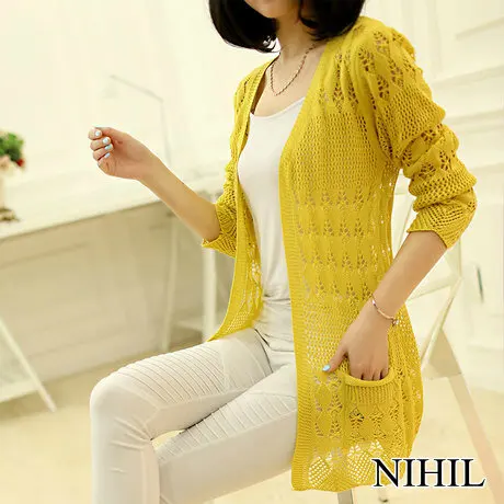 Plus Size Long Cardigans New Knitted Sweaters 2016 Women Fashion Lace Cardigan Hollow out Crochet Casual Blouses Autumn Sweater |