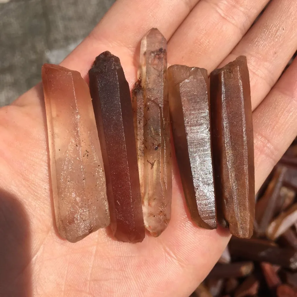 

5pcs Natural Red QUARTZ CRYSTAL WAND POINT HEALING Mineral specimen