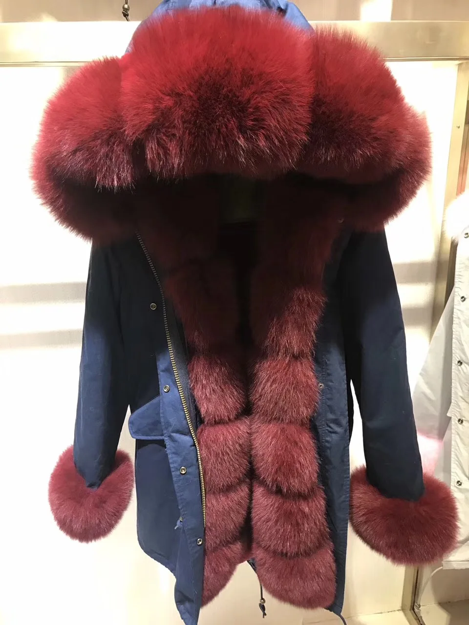 SQXR мех натуральный Лисий мех пальто зима вся кожа натуральный Лисий мех пальто с настоящей подкладка из кролика