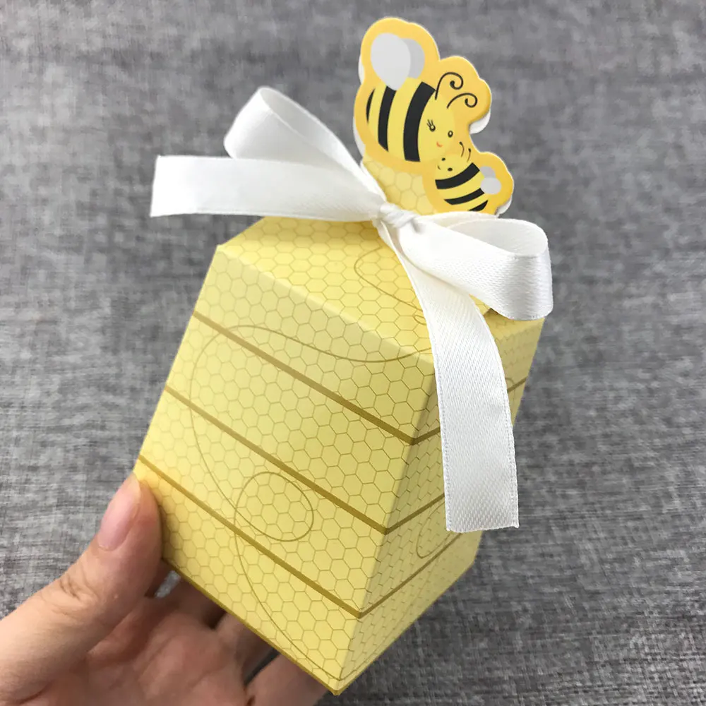 Honey Bee одноразовая посуда желтые тарелки с рисунками чашки Дети День рождения принадлежности Подарочная коробка для конфет бумажное украшение