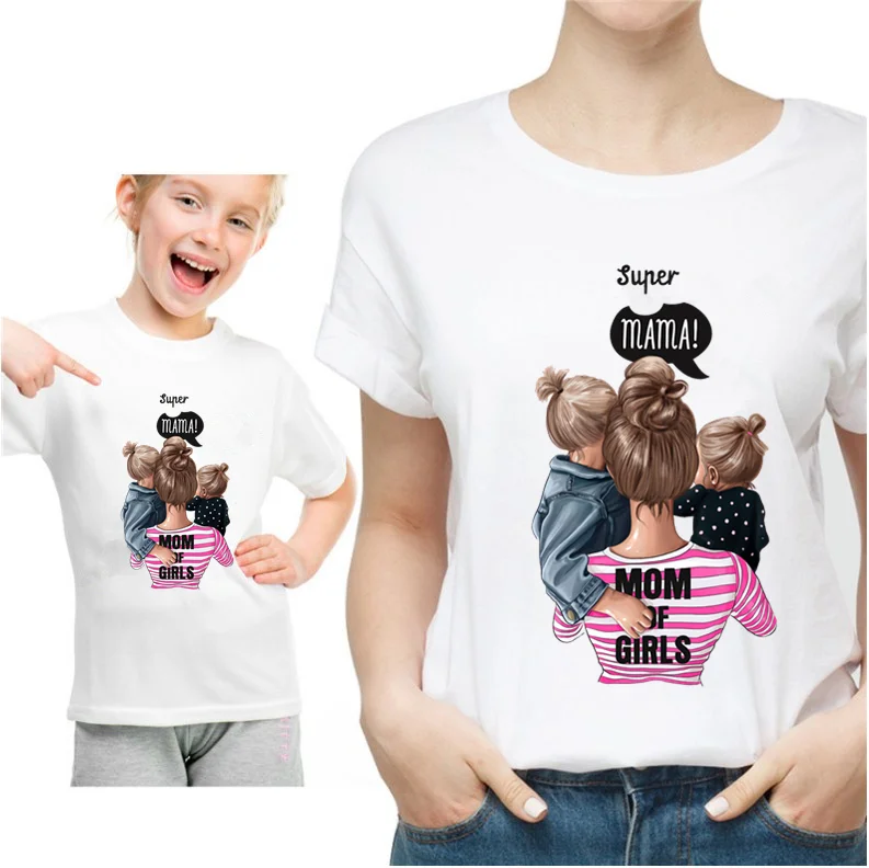 Подарок на день матери белая футболка для мамы и дочки одежда родителей детей