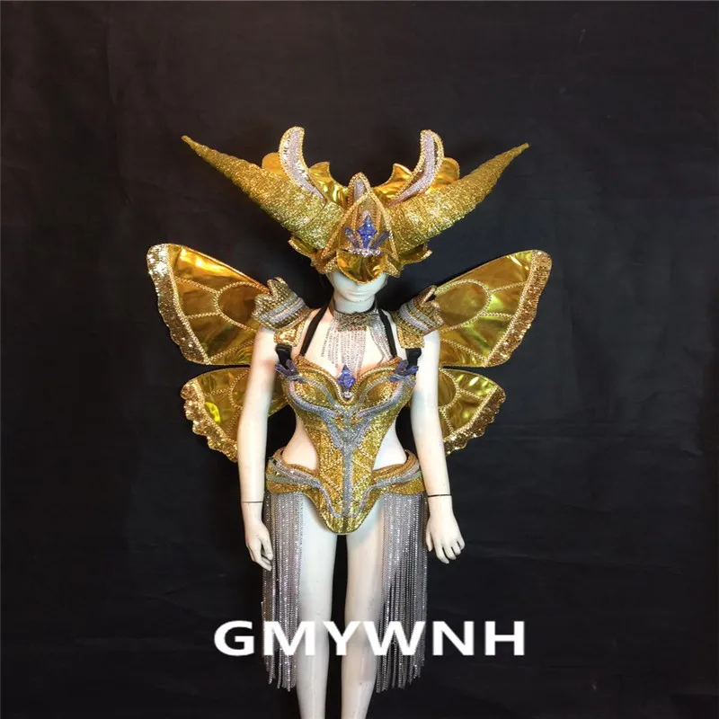 MD07 костюмы для бальных танцев сцены подиума выступлений шоу одежда платье крылья