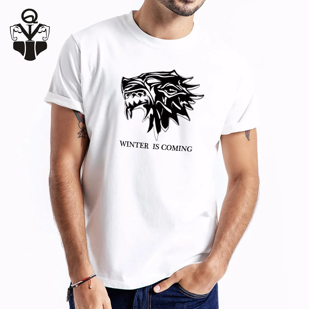 QIM Игра престолов Мужская футболка зима наступает принт летняя модная Camisetas hombre