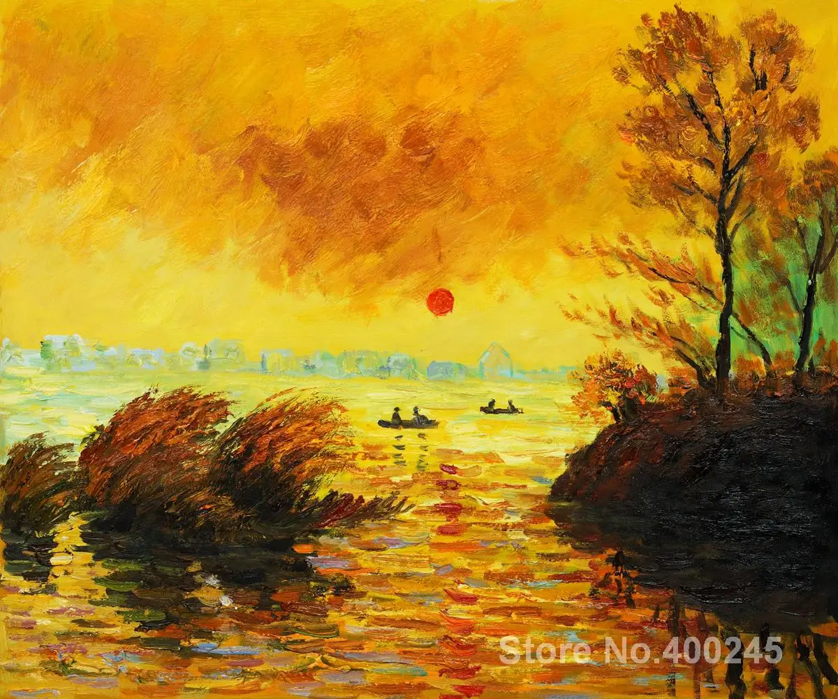 

Canvas paintings Le Coucher Du Soleil La Seine Claude Monet Art reproduction High quality Hand painted