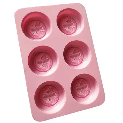 PRZY круглые шесть отверстий маленькая пчела силиконовая форма для мыла