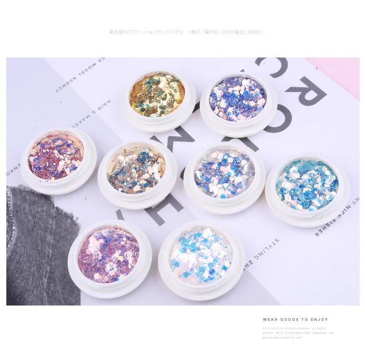 1 коробка блестящий порошок для ногтей Блестящий цветной хлопья 3d сделай сам Charm