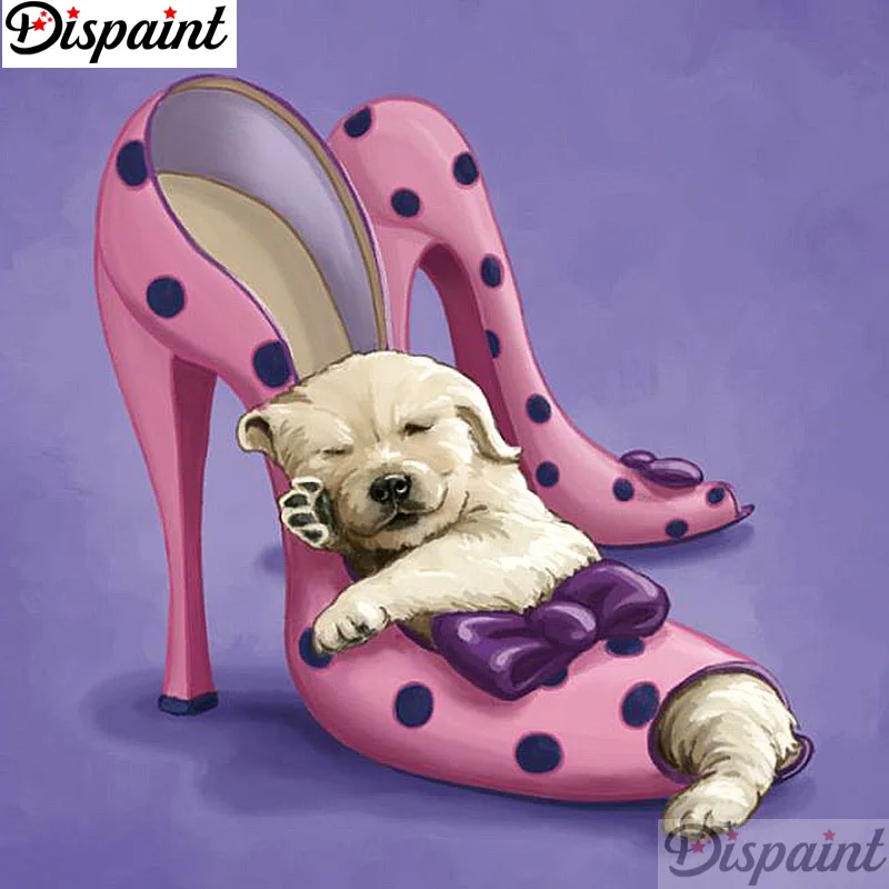 Dispaint Full Square/Round Drill 5D DIY Diamond Painting &quotAnimal dog shoes&quot Embroidery Cross Stitch 3D Home Decor Gift A12365 | Дом и