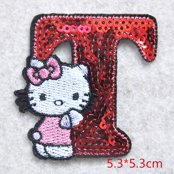 Расшитая блестками детская розовая нашивка «hello kitty» с железной нашивкой; Одежда для девочек и мальчиков; нашивка с вышивкой «сделай сам» - Цвет: T