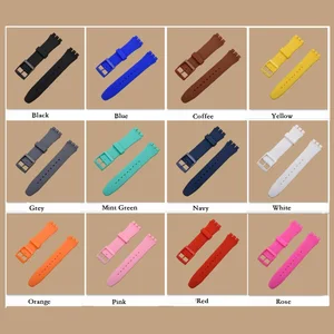 Твердый кремний ремешок для часов SeaTopTon, 17 мм, 19 мм, 20 мм, аксессуары для SWATCH, военный ремешок для часов, пластиковая пряжка