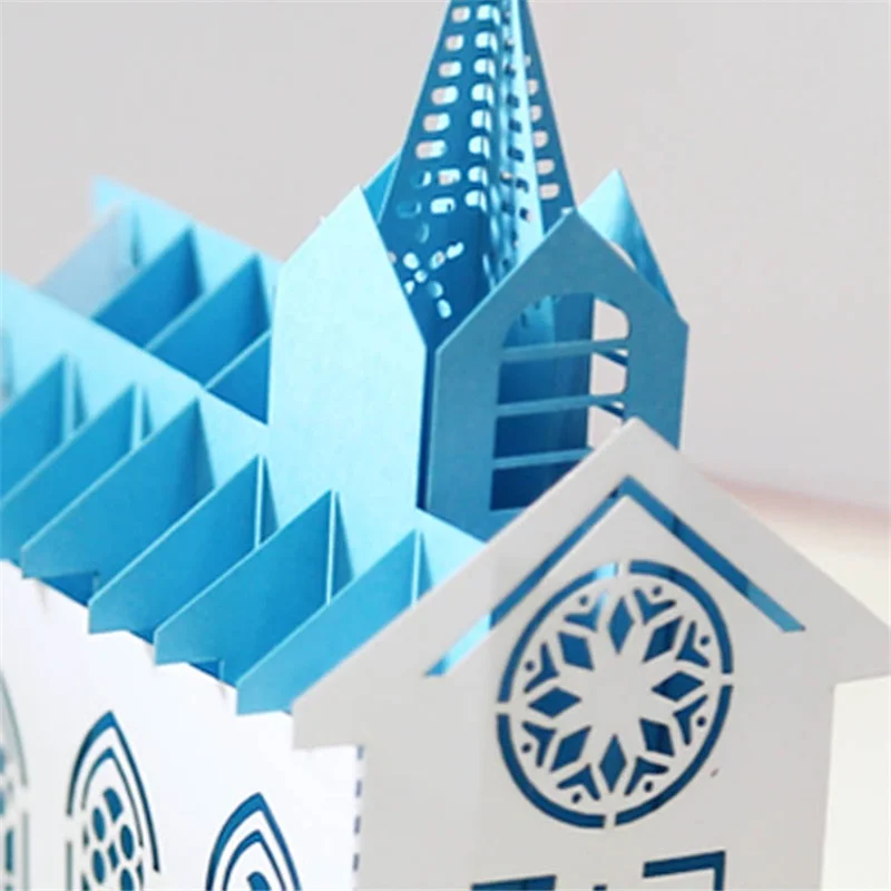 Горячее предложение 3D церкви Pop Up поздравительная открытка любовь Романтический