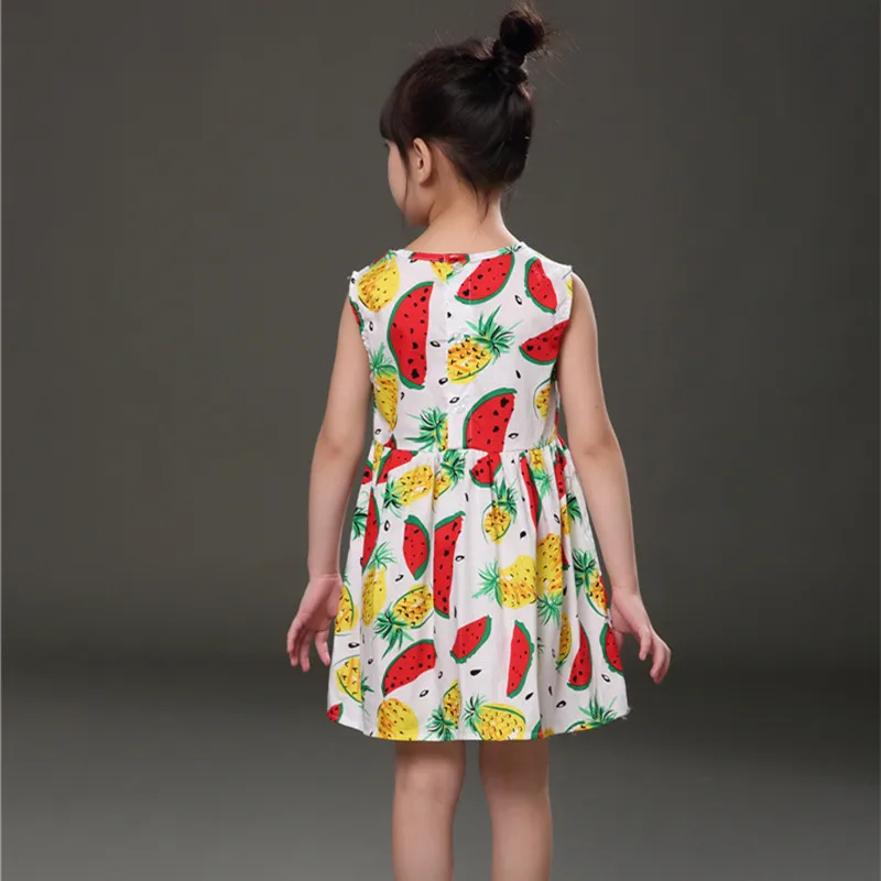 2017 летнее платье без рукавов для девочек с принтом фруктов арбуза ананаса