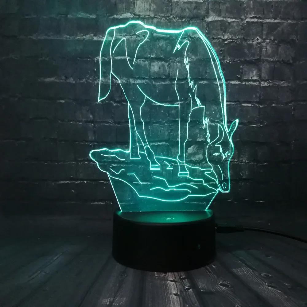 Лошадь Животное 3D светодиодный оригинальная Ночная подсветка настольная прикроватная лампа для сна RGB домашний декор детский домик Декор USB База Ночник подарок для малышей
