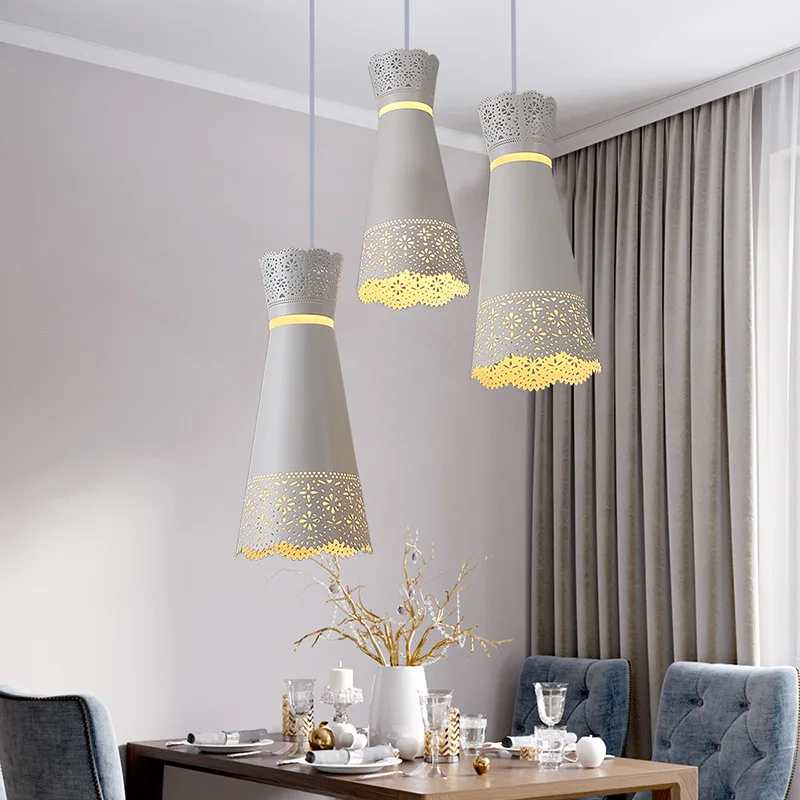 Restaurant chandelier Nordic simple creative dining room lighting cafe bar wrought iron three-head disc | Освещение