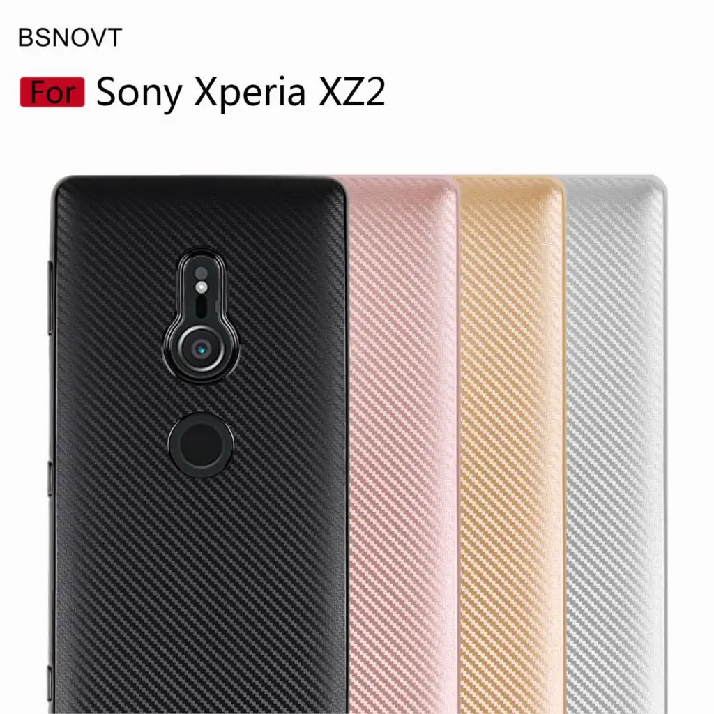Чехол для Sony Xperia XZ2 Ударопрочный Мягкий тонкий чехол из углеродного волокна ТПУ