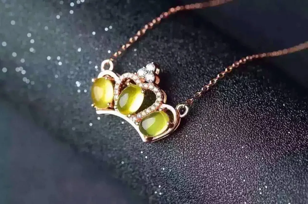 

Ожерелье с натуральным желтым камнем прехнит, ожерелье с подвеской из натурального драгоценного камня, Серебро S925, модное ювелирное издели...