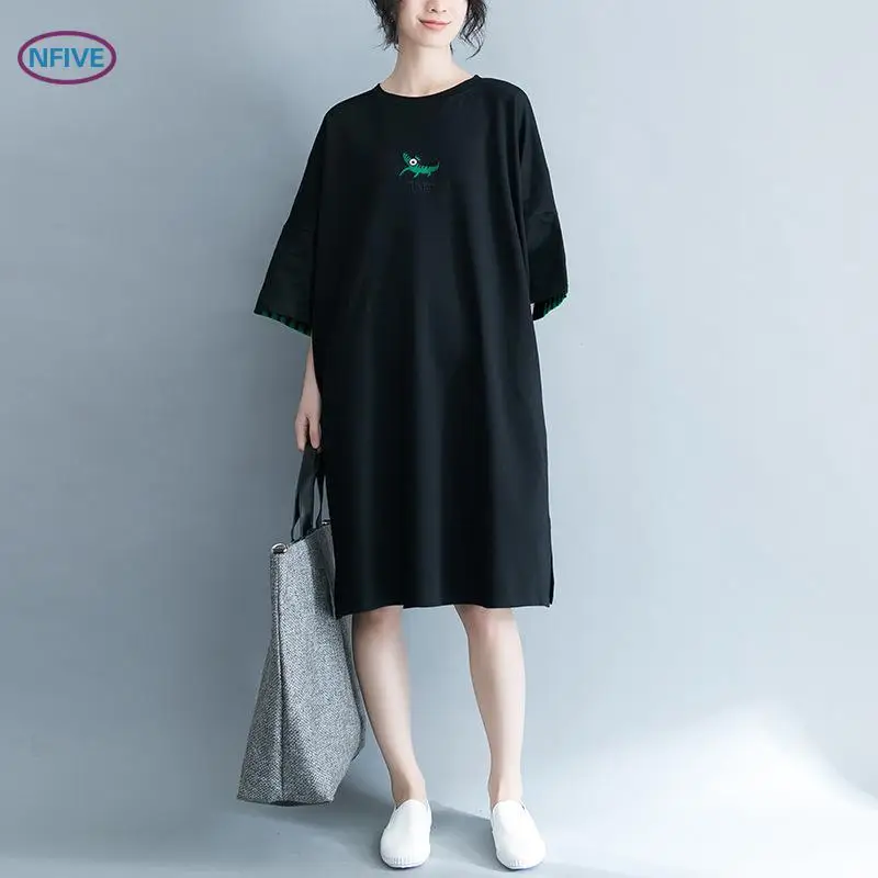 NFIVE бренд 2018 женские свободные длинные футболки новая модная Корейская летняя