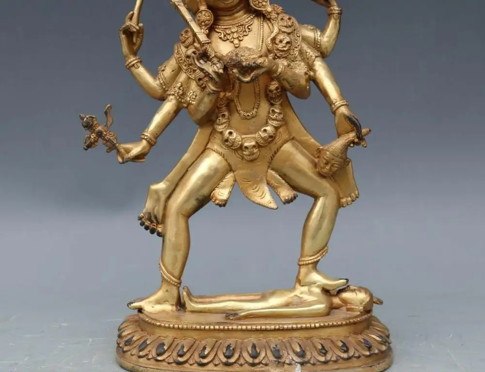 Tibet Buddhism Pure Copper Bronze Guhyasamaja Kalachakra Yum-yab Buddha Statue | Дом и сад