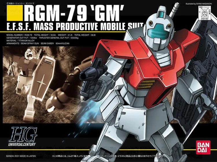 Bandai Gundam 01787 HGUC 020 1/144 RGM 79 GM мобильный костюм сборки модель Наборы фигурки Пластик