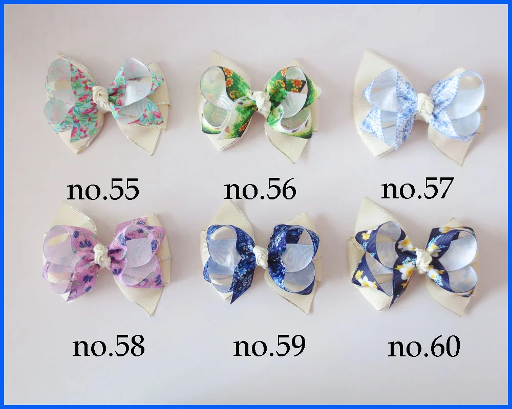 

50 PCS Girl 4" Double Easter D- Hair Bow Clip Spring Easter Blossom Flower