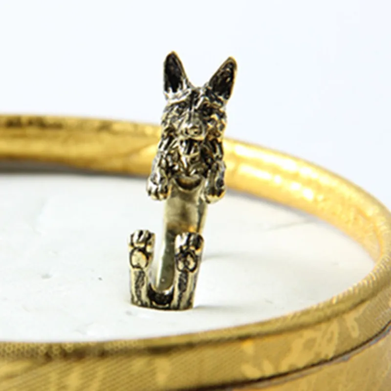 10 шт./лот Ретро панк кольцо немецкой овчарки свободного размера хиппи животное