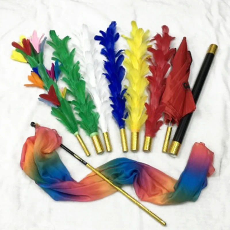 

Feather Sticks Variation Magic Tricks Fether Flower to Umbrella/bouquet/Flag Magician Stage Gimmick Illusion Mentalism Comedy