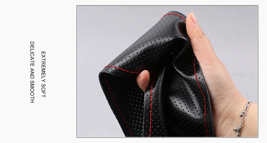 O SHI автомобильный чехол на руль из воловьей кожи с иглами и нитками DIY/кожаный чехол для ручного шитья, Черный Защитный чехол на руль