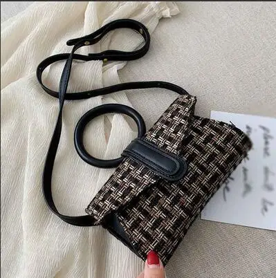 Black Женская модная тканая сумка, тканая поясная сумка, тканая сумка через плечо, сумка-мессенджер, вязаная поясная сумка, женская модная сумка - Color: Black