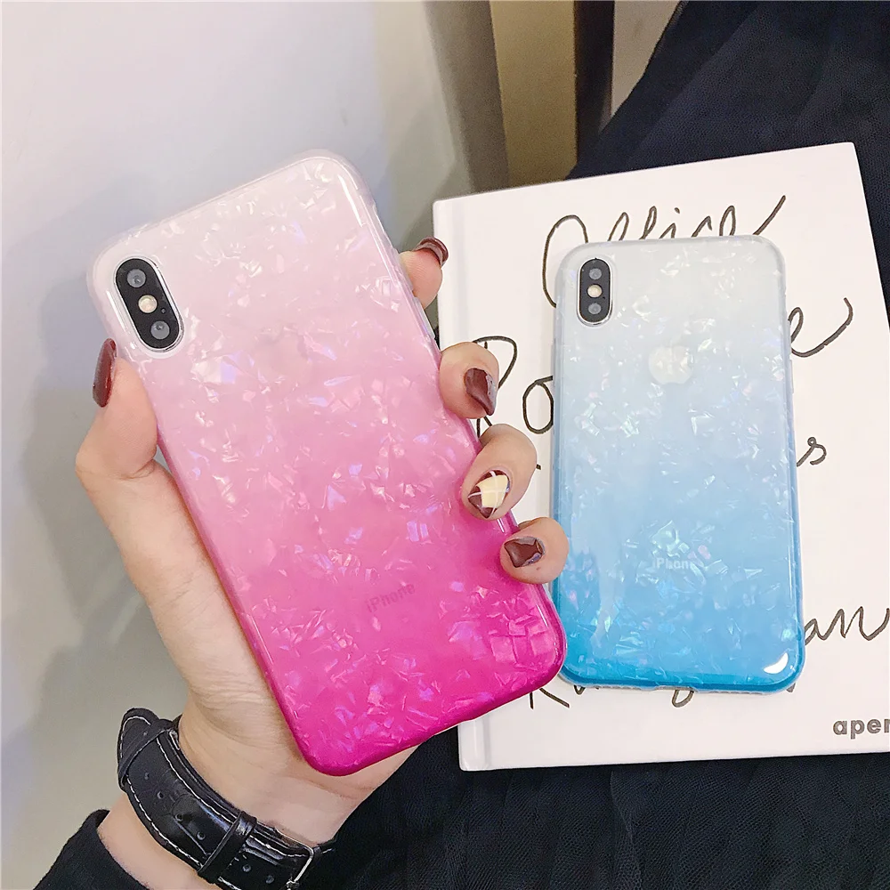 Силиконовый чехол для iPhone X XS Max XR роскошный градиентный цвет синий розовый 7 8 6 S Plus