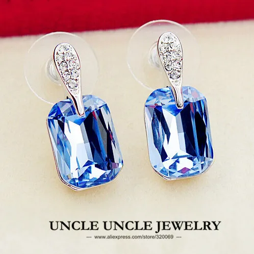 Классический белый золотой цвет австрийский кристалл синий прямоугольник