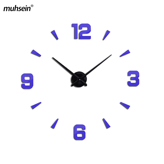 blue muhsein домашний декор кварцевые Diy настенные часы Horloge часы для гостиной металлическое акриловое зеркало 37 дюймов - Цвет: blue