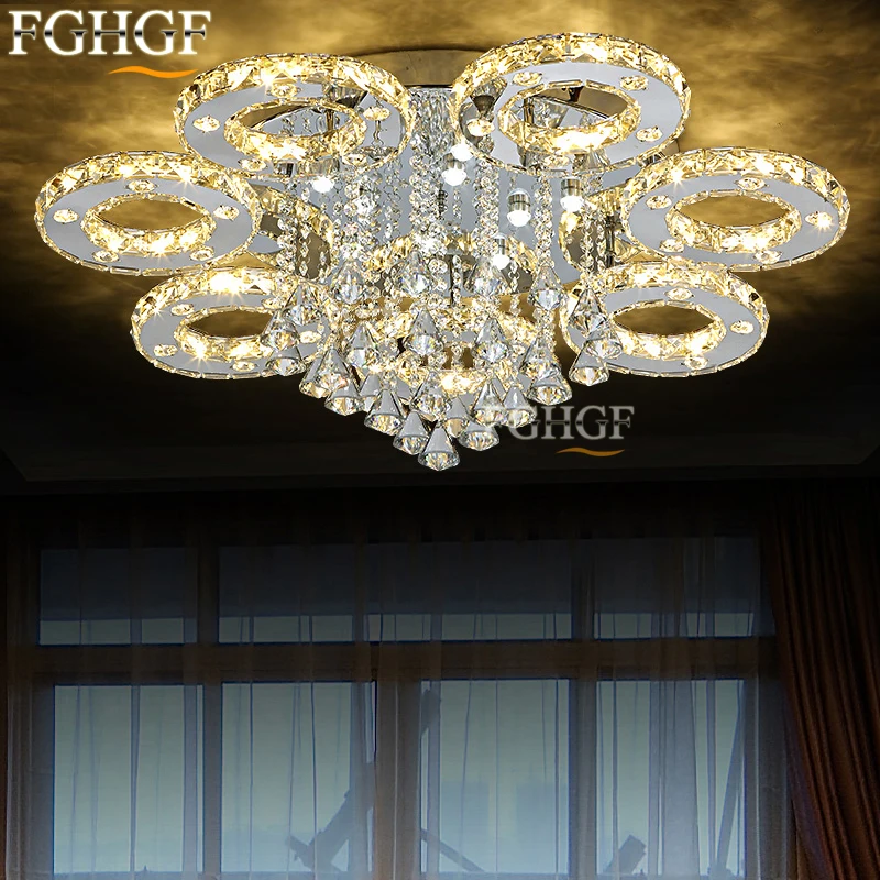 

Lamparas Crystal ceiling light Modern LED Flush Mounted Lamp Lamparas LED Lamp Lustres Top K9 Round Circle Living Room Bedroom