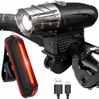 usb rechargeable bike light led waterproof front light tail light set bicycle headlight taillight rear light