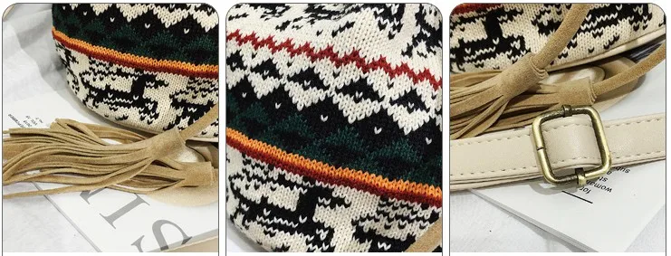 Сумка ковш на шнурке OE хлопковая трикотажная сумка плечо с богемной вышивкой в