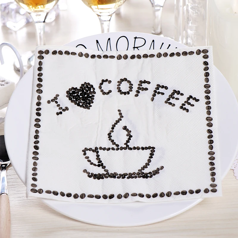 I Love coffee Bean дизайнерские бумажные салфетки кафе и вечерние украшение в технике